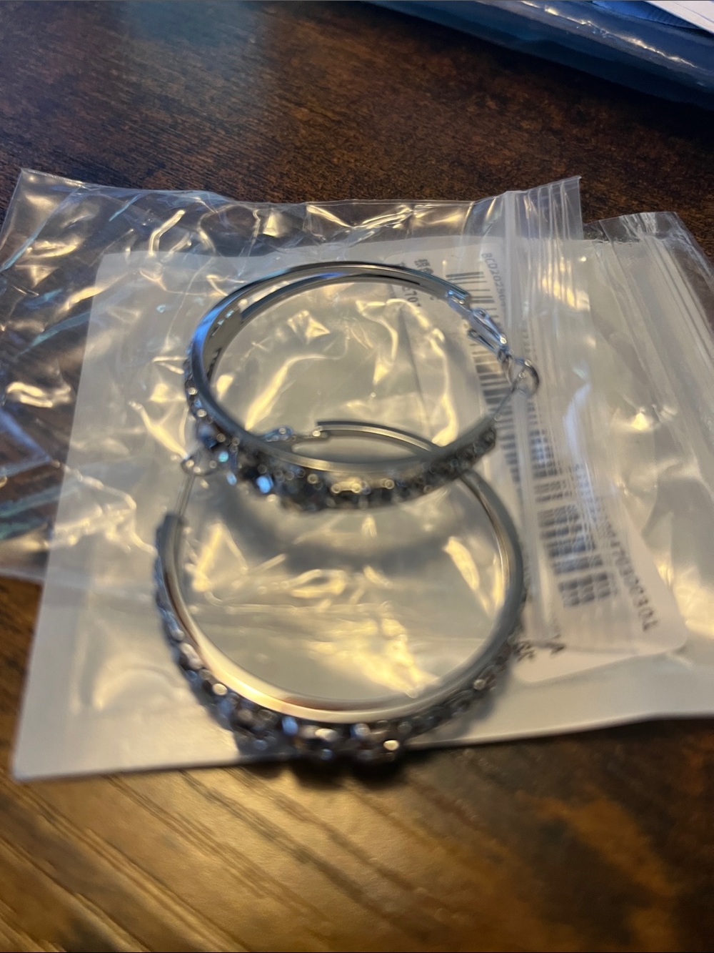 Silver Crystal Hoop Earrings - Women Jewelry 2”